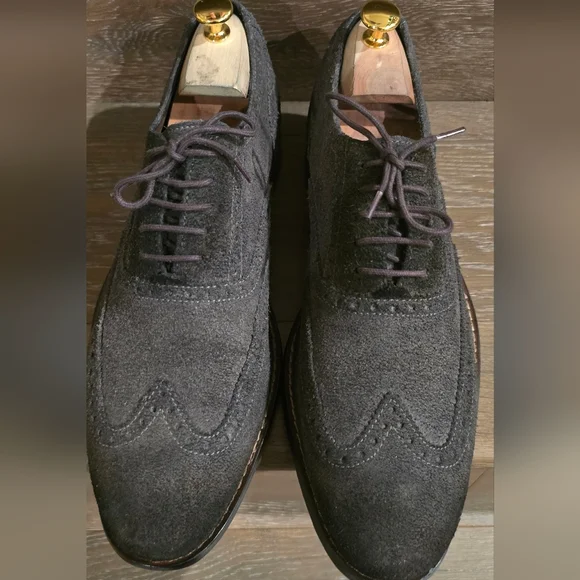 Cole Haan Men's Suede Oxford Shoes - Dark Gray - Picture 2 of 6